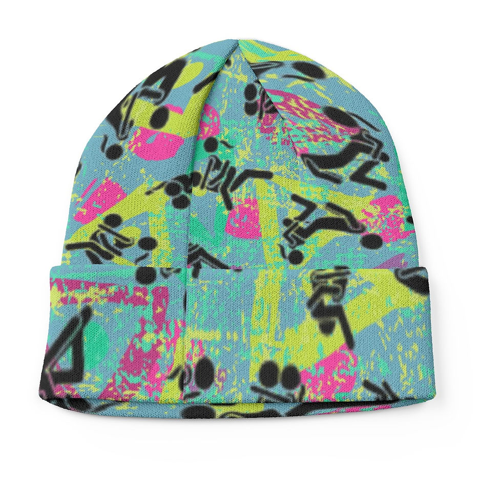 Knitted Beanie | Naughty Stick People | Teal Retro | Double Sided Hat