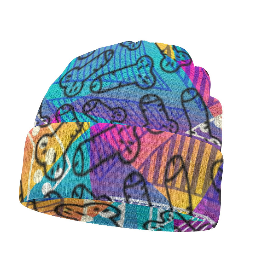 Knitted Beanie | Twig and Berries | Rainbow Sherbert | Double Sided Hat