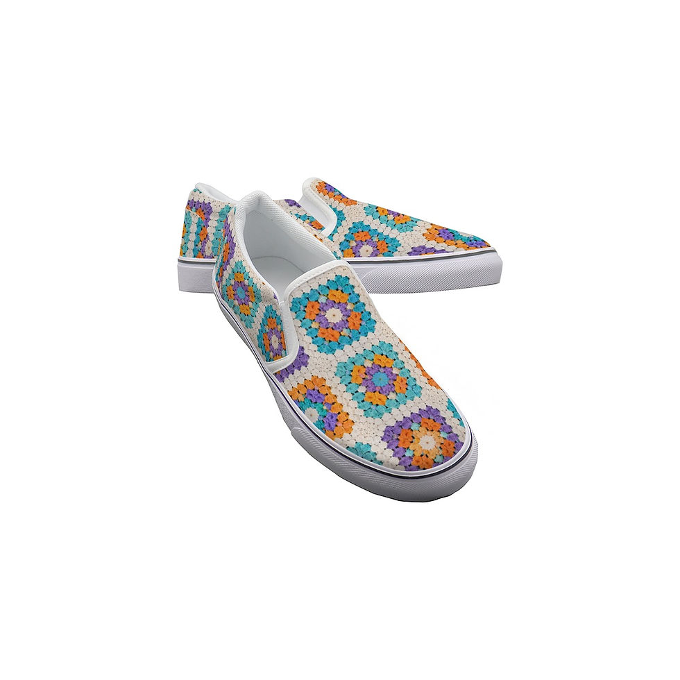 Thumbnail: Granny Square Crochet Inspired Women's Slip-on Sneakers