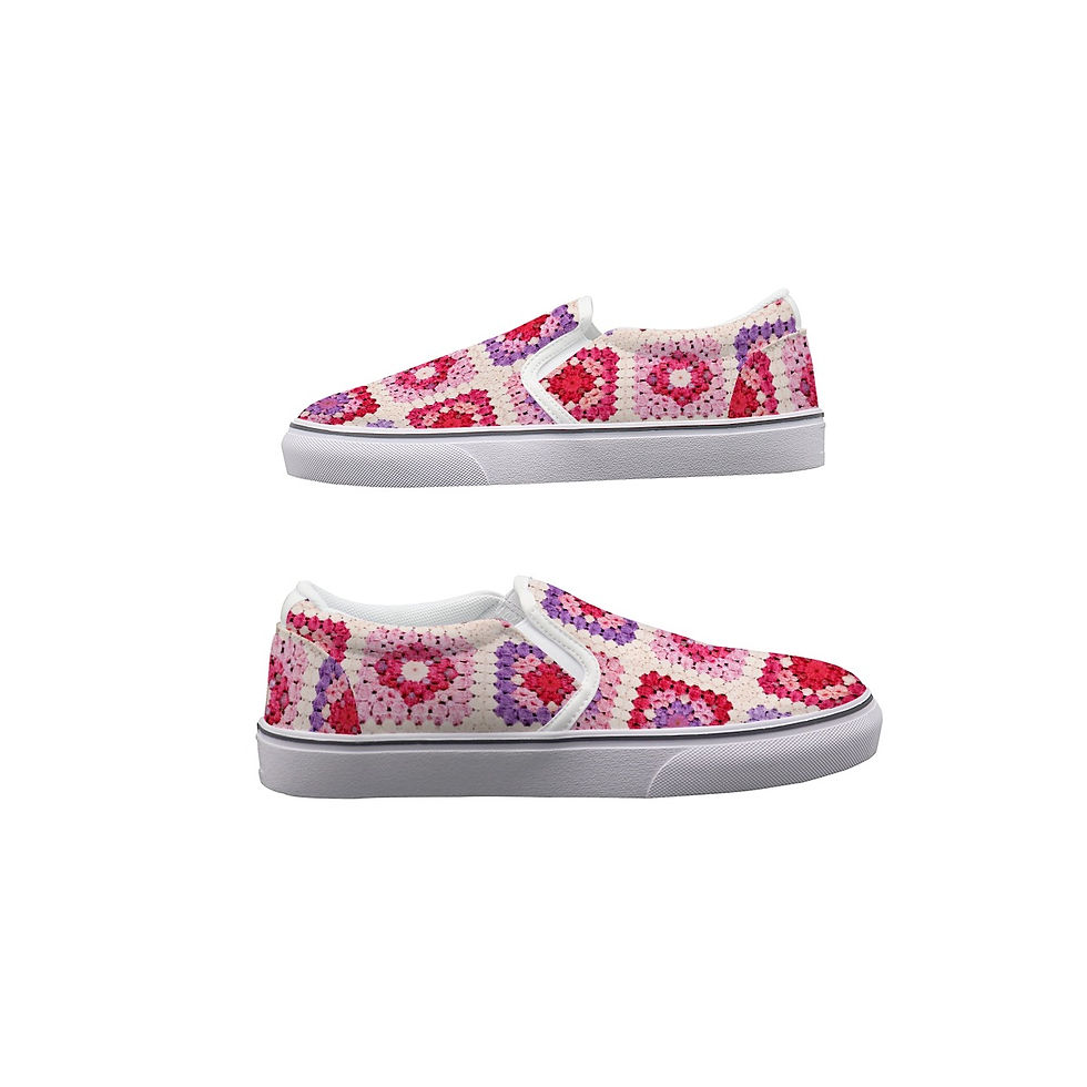 Thumbnail: Granny Square Crochet Inspired Women's Slip-on Sneakers