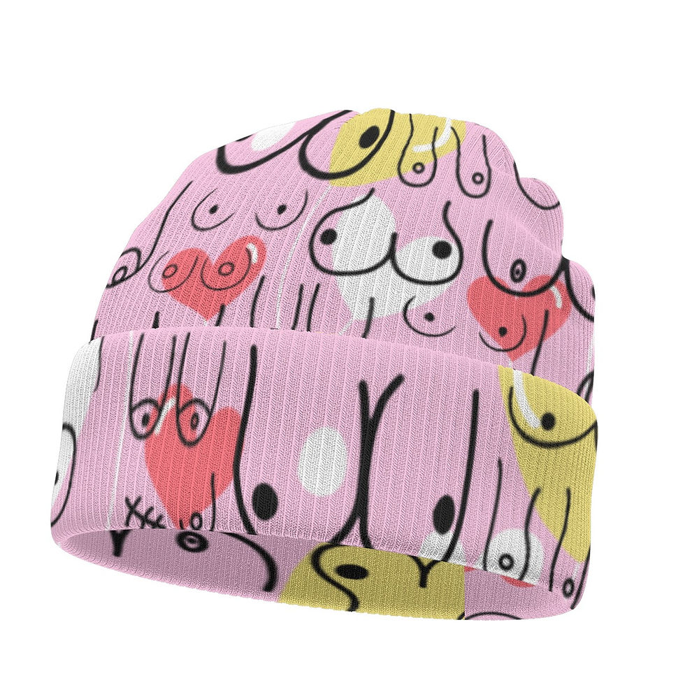 Knitted Beanie | Pink Boobie Love | All Boobies Matter | Double Sided Hat