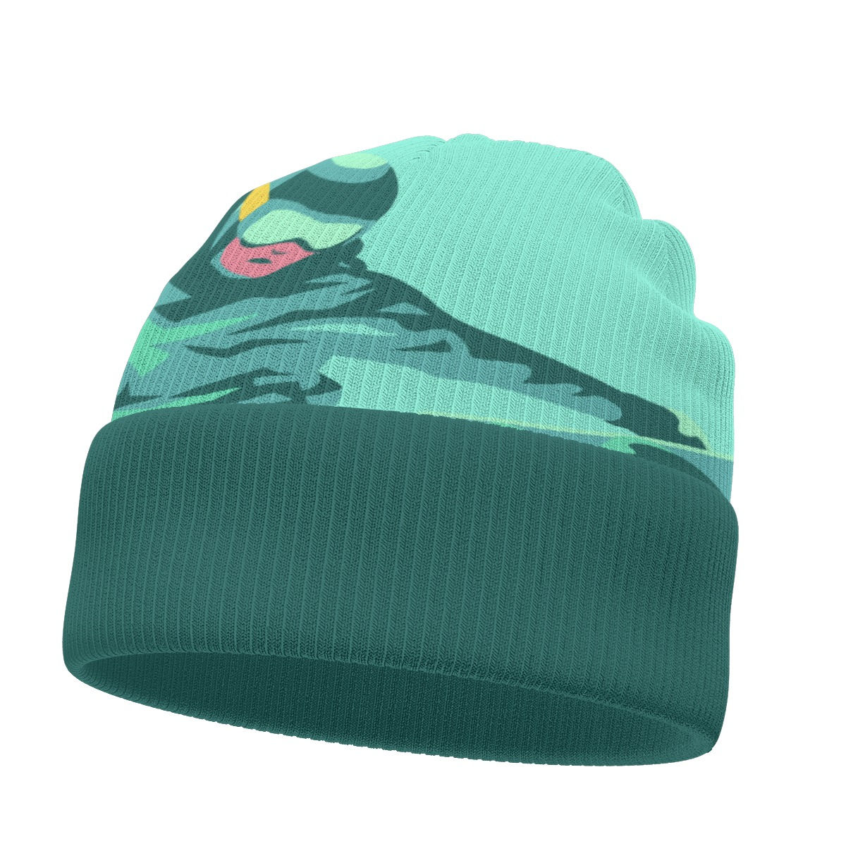 Snow Boarding Teal Double Sided Knit Hat Beanie Cap | Yo! Accessories Yo! Chlo Chlo