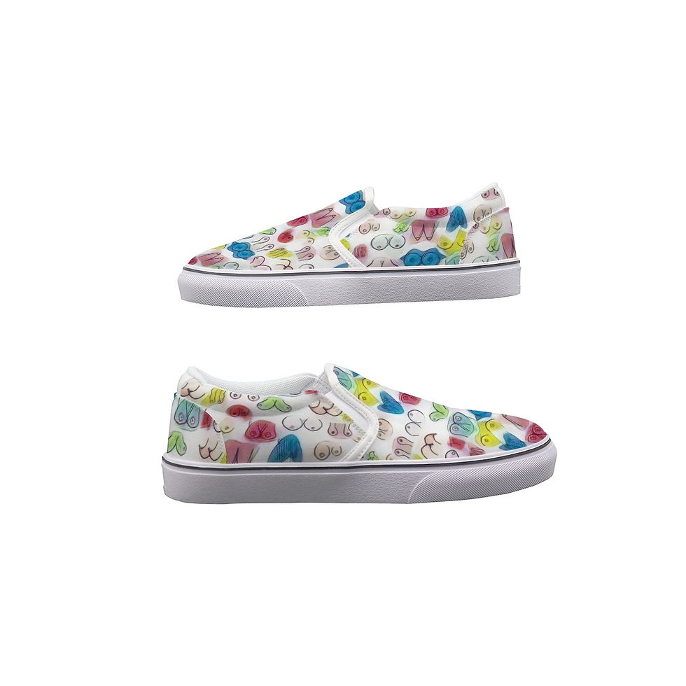 Canvas Shoes | Pastel Boobies | All Boobies Matter | Slip-on Deck Shoes