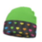 Yo! Chlo Chlo Rainbow Hearts on Lime Double Sided Knit Hat Beanie Cap