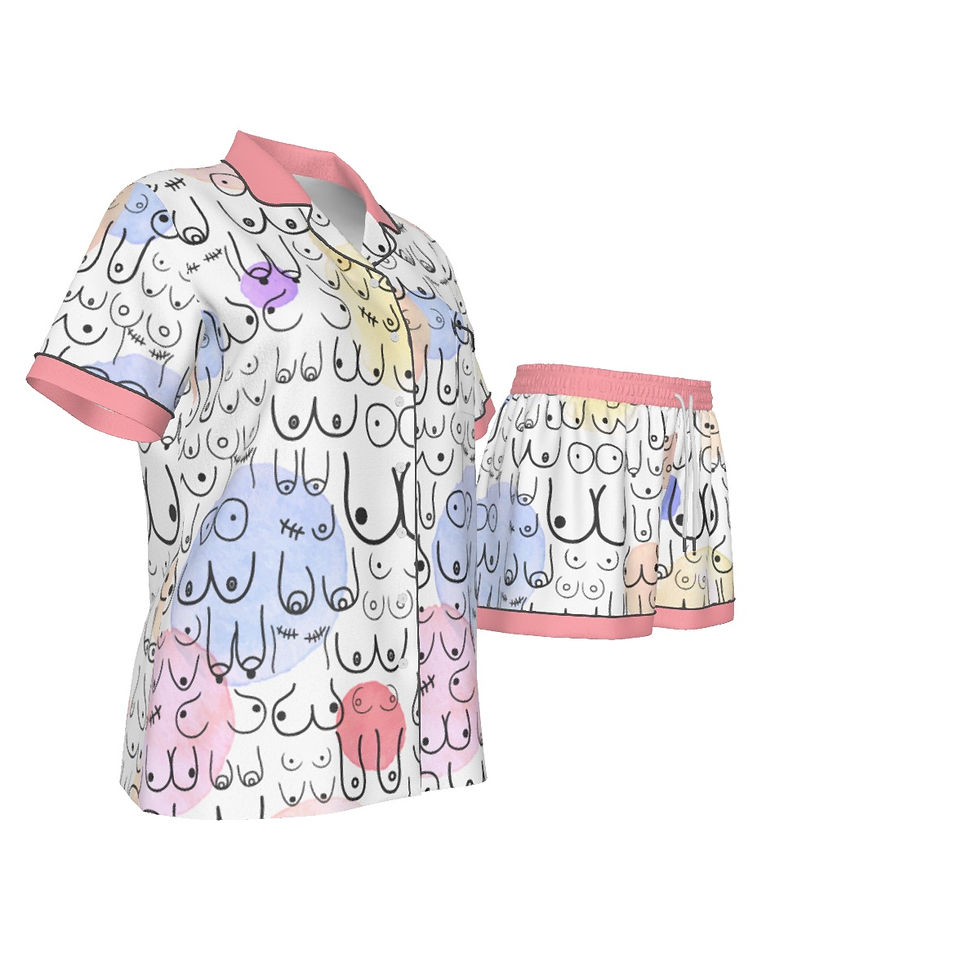 Silky Short Jammies | Pastel All Boobies Matter | Sexy PJ's for Wome