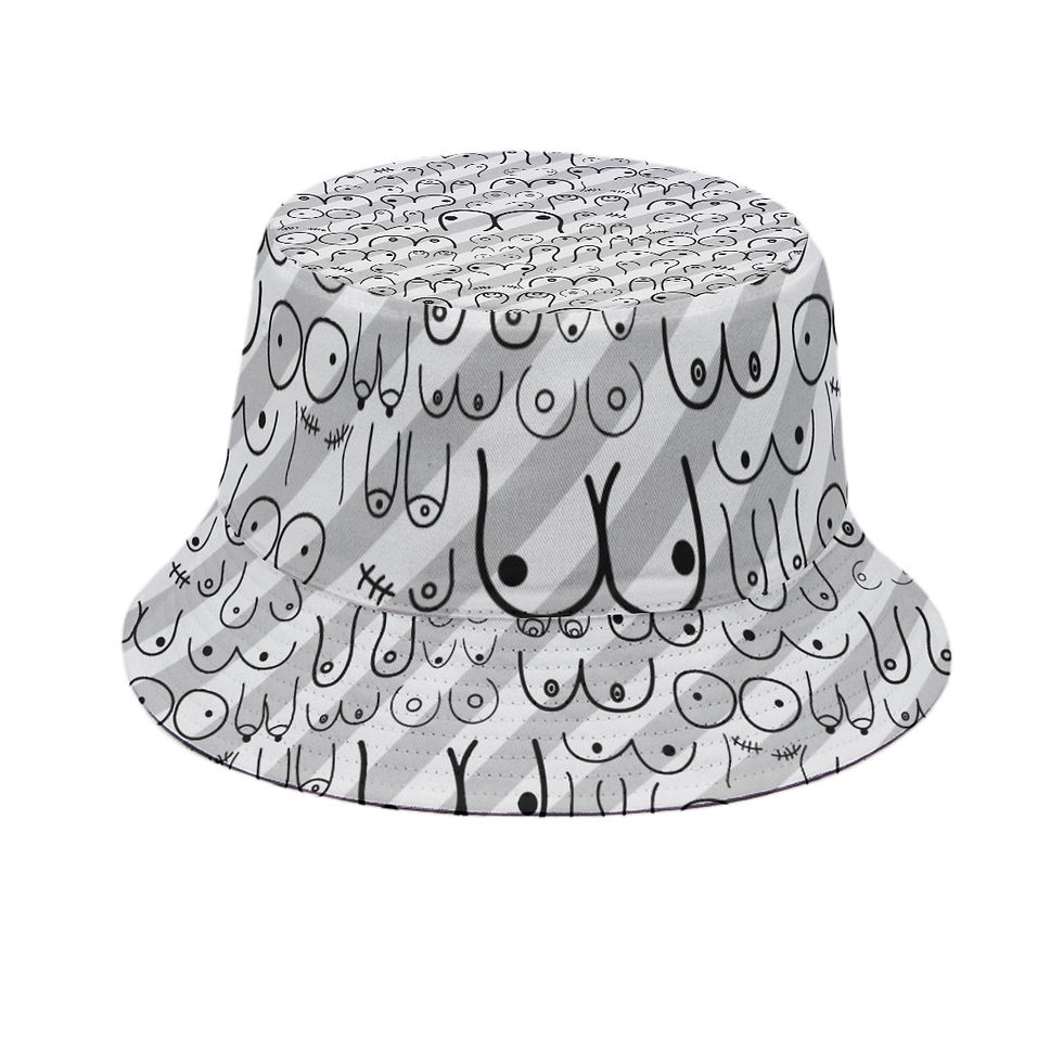 Beach Hat | All Boobies Matter Gray Stripes | Fashion Unisex Hat