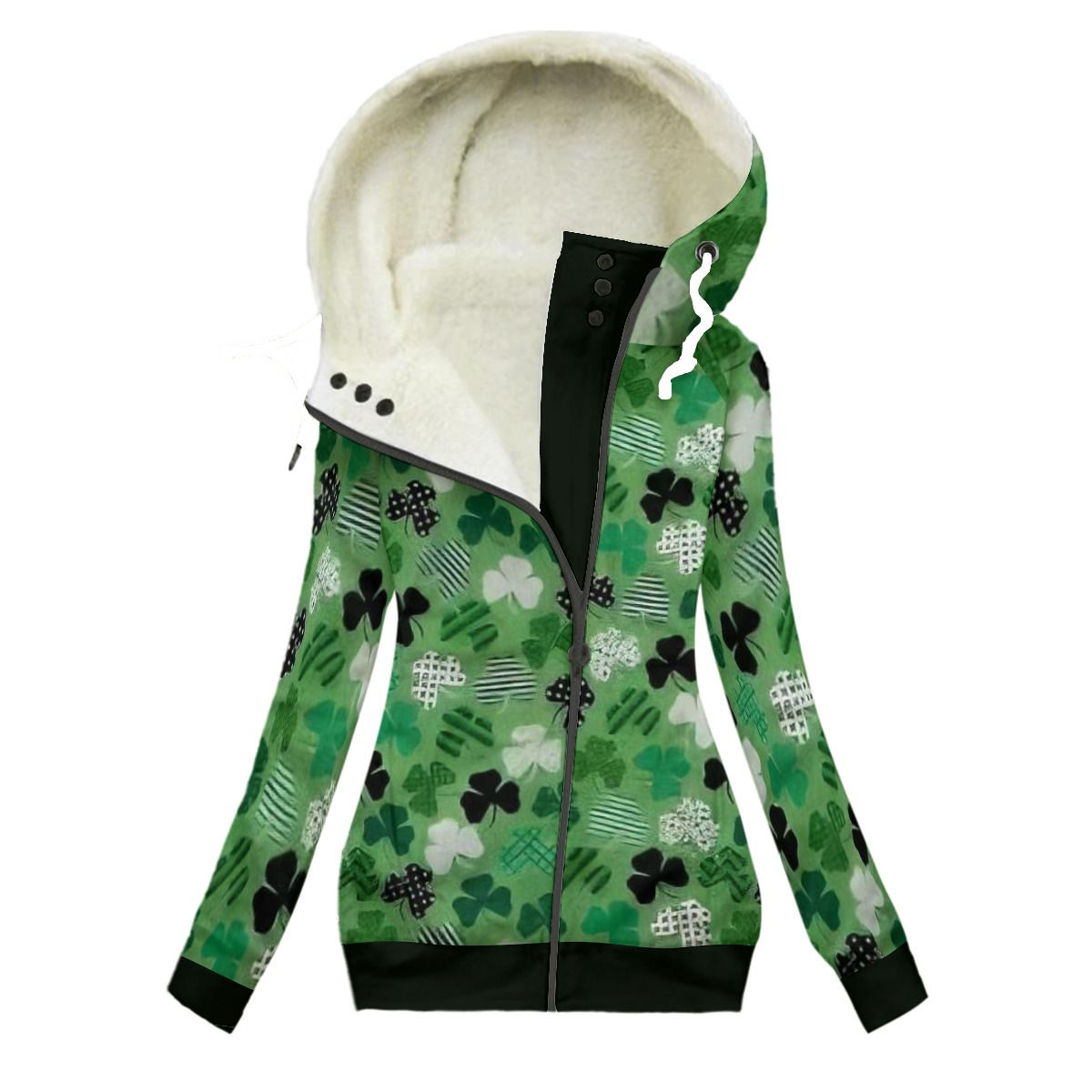 Shamrocks Rock Women's Long Jacket With Fleece Lining