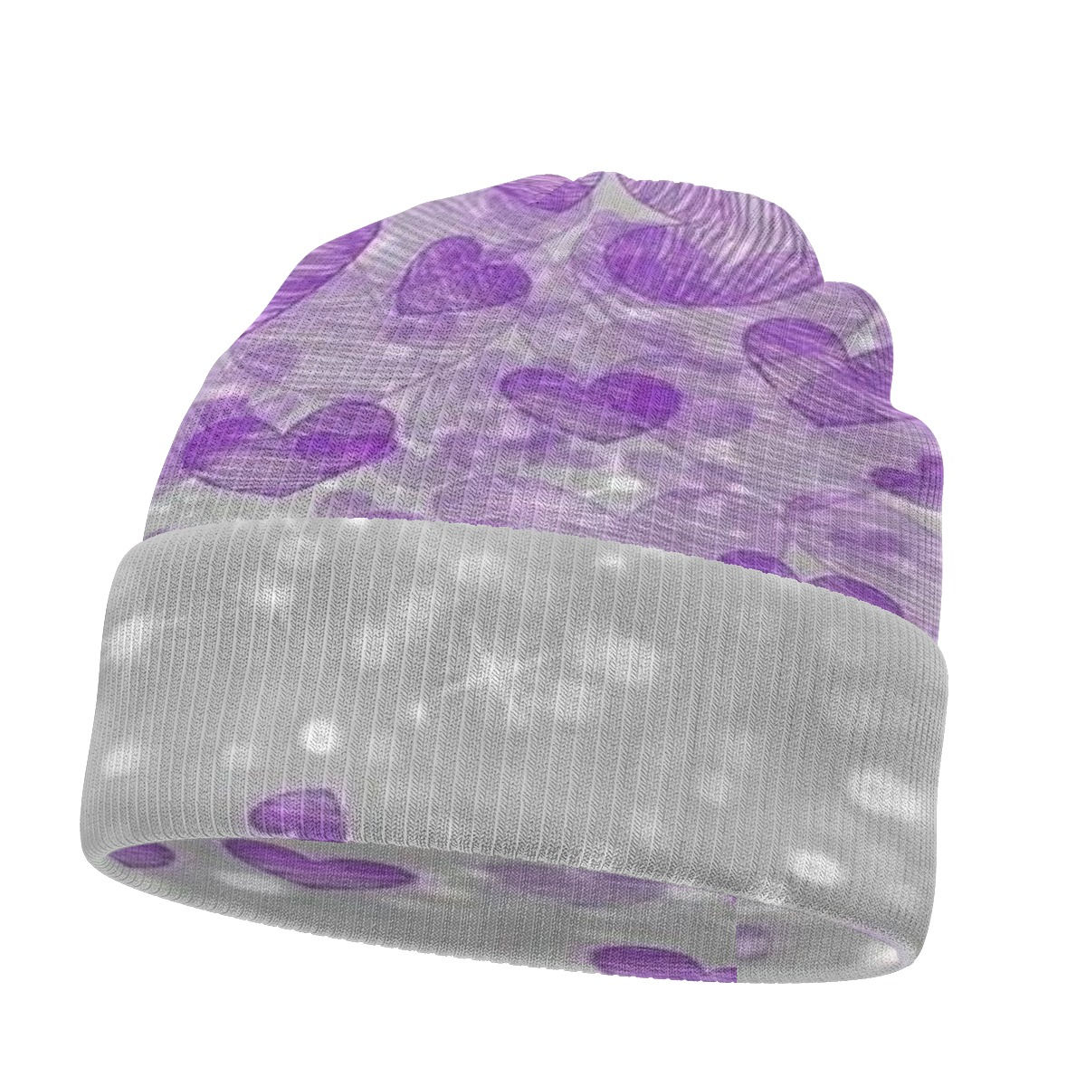 Purple Love Hearts Ombre Sided Knit Hat Beanie Cap | Yo! Accessorie