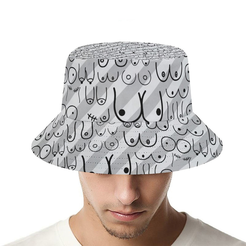 Beach Hat | All Boobies Matter Gray Stripes | Fashion Unisex Hat