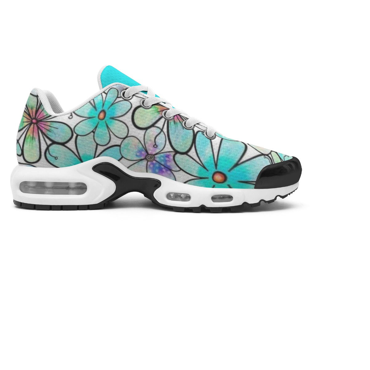 Doodle Daisies on Teal Women's Air Cushion Sport Shoes Yo! Chlo Chlo