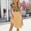 Thumbnail: Soft Ruffled Dress | Leopard Print V-Neck Elastic Waist Dress for Halloween