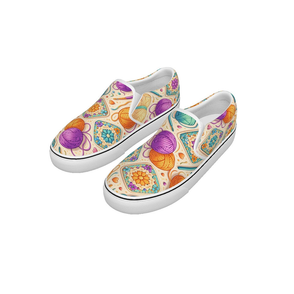 Crochet & Yarn Love Women's Slip-on Sneakers from Why Knot Crochet with Dawn