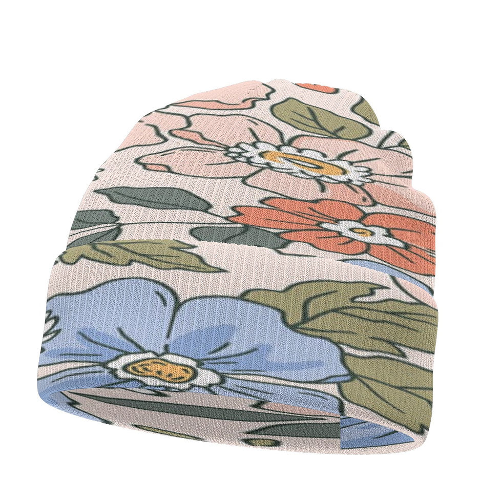 Vintage Boho Floral Double Sided Knit Hat Beanie Cap | Yo! Accessorie