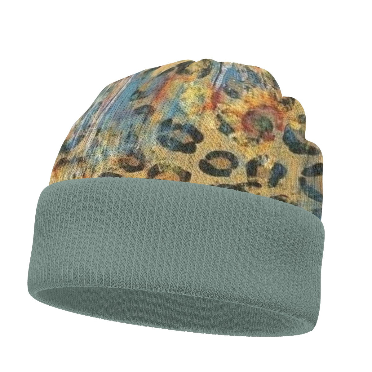 Yo! Chlo Chlo Country Blue Sunflower Leopard Double Sided Knit Hat Beanie Cap