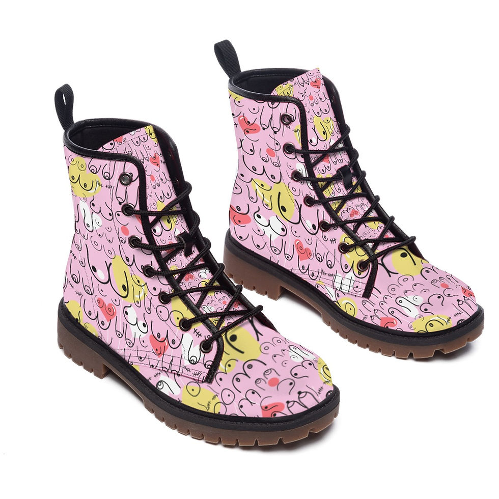 Men's Martin Boots | All Boobies Matter | Pink and Yellow Love | Yo! Footwear