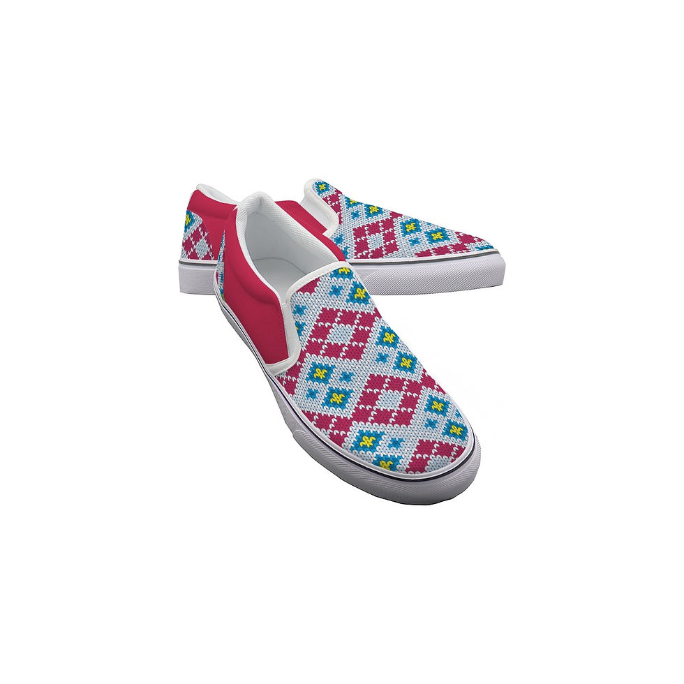 Ugly Christmas Sweater Matching Canvas Shoes Pink Teal Slip-on Shoes for