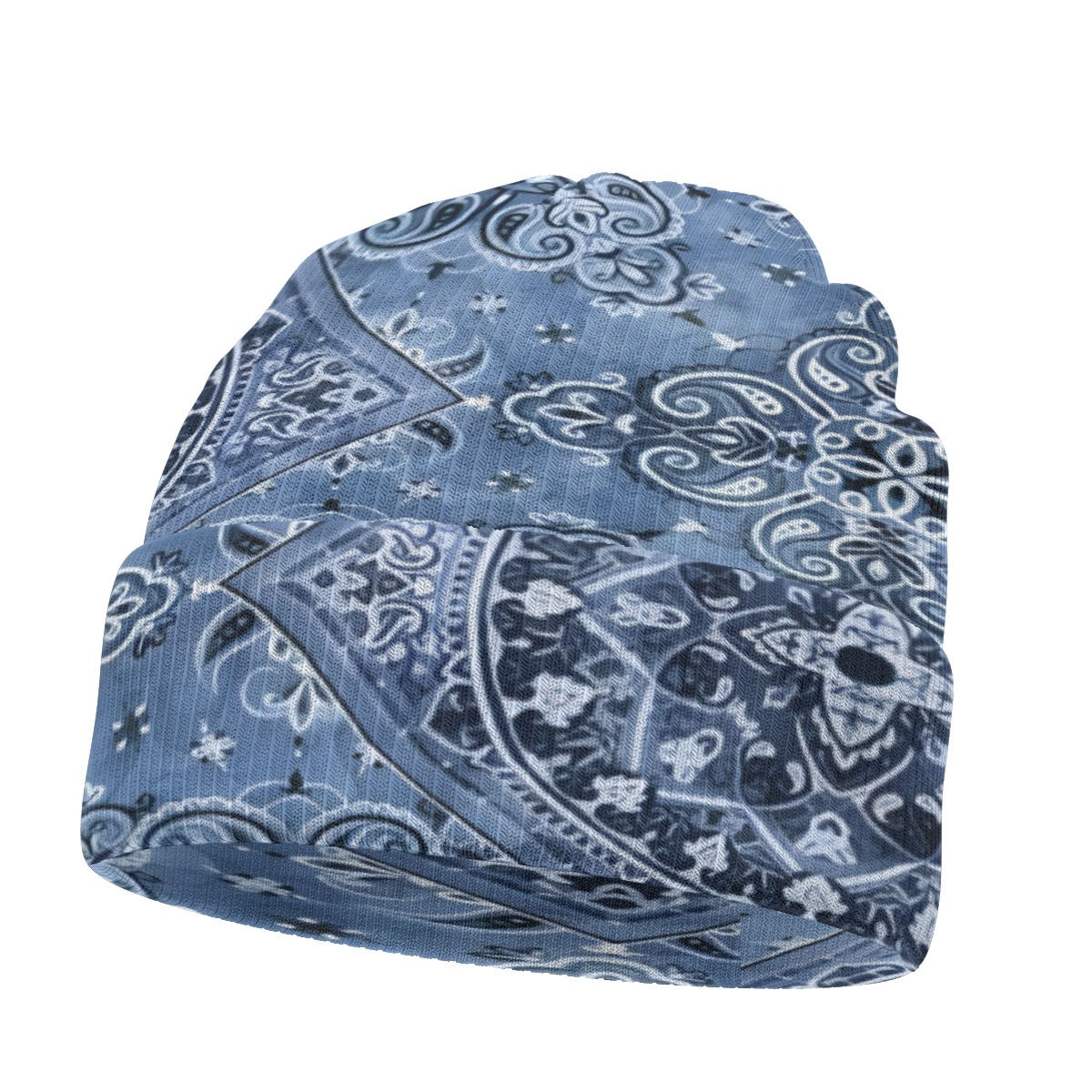 Blue Bandana Double Sided Knit Hat Beanie Cap | Yo! Accessorie