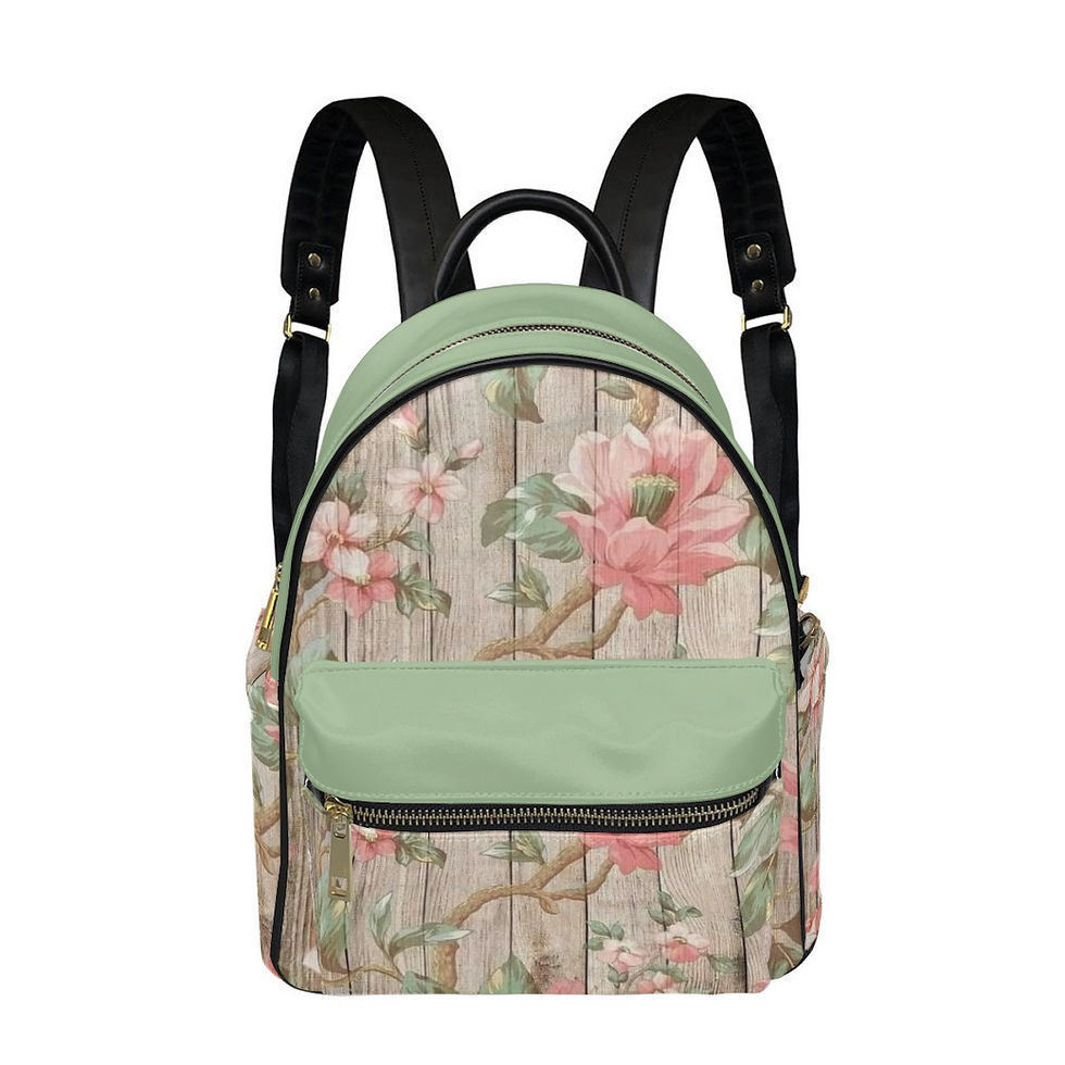 Country Floral on Sage Backpack Purse Personalized FREE