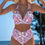 Thumbnail: Two Piece Halter Bikini Set | Naughty Bathing Suit | Naughty Pink Garden