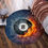 Thumbnail: 8 Ball on Fire Rug Non Slip Backing Round Rug