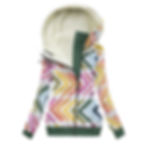 Rainbow Chevron Army Green Women's Long Jacket With Fleece Lining