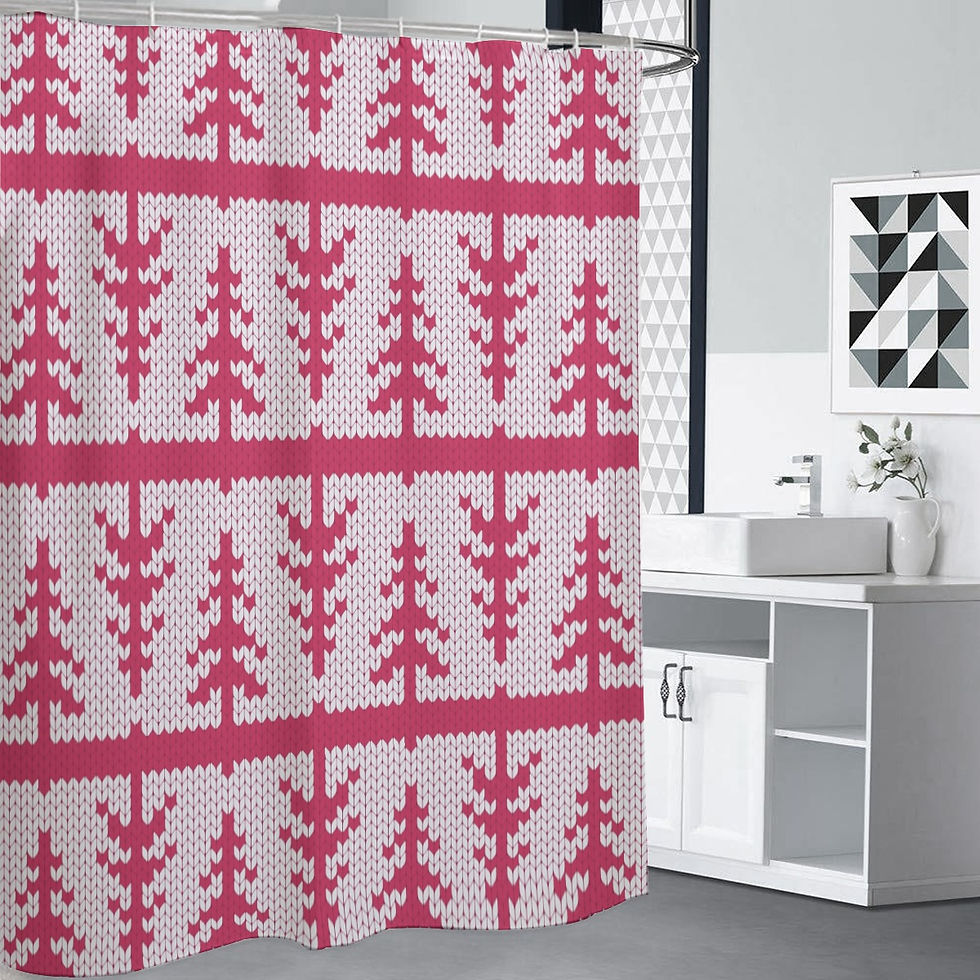 Shower Curtain | Ugly Christmas Pink Tree Sweater | Yo! Baththroom Decor