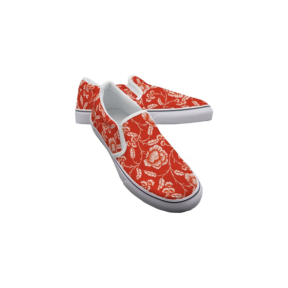 Men's Slip-On Canvas Shoes | Island Coral | Tropical Flower Shoes