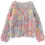 Thumbnail: Women Rainbow 3D Flowers Sweater Coat Patchwork Hit Color Floral Crocheted