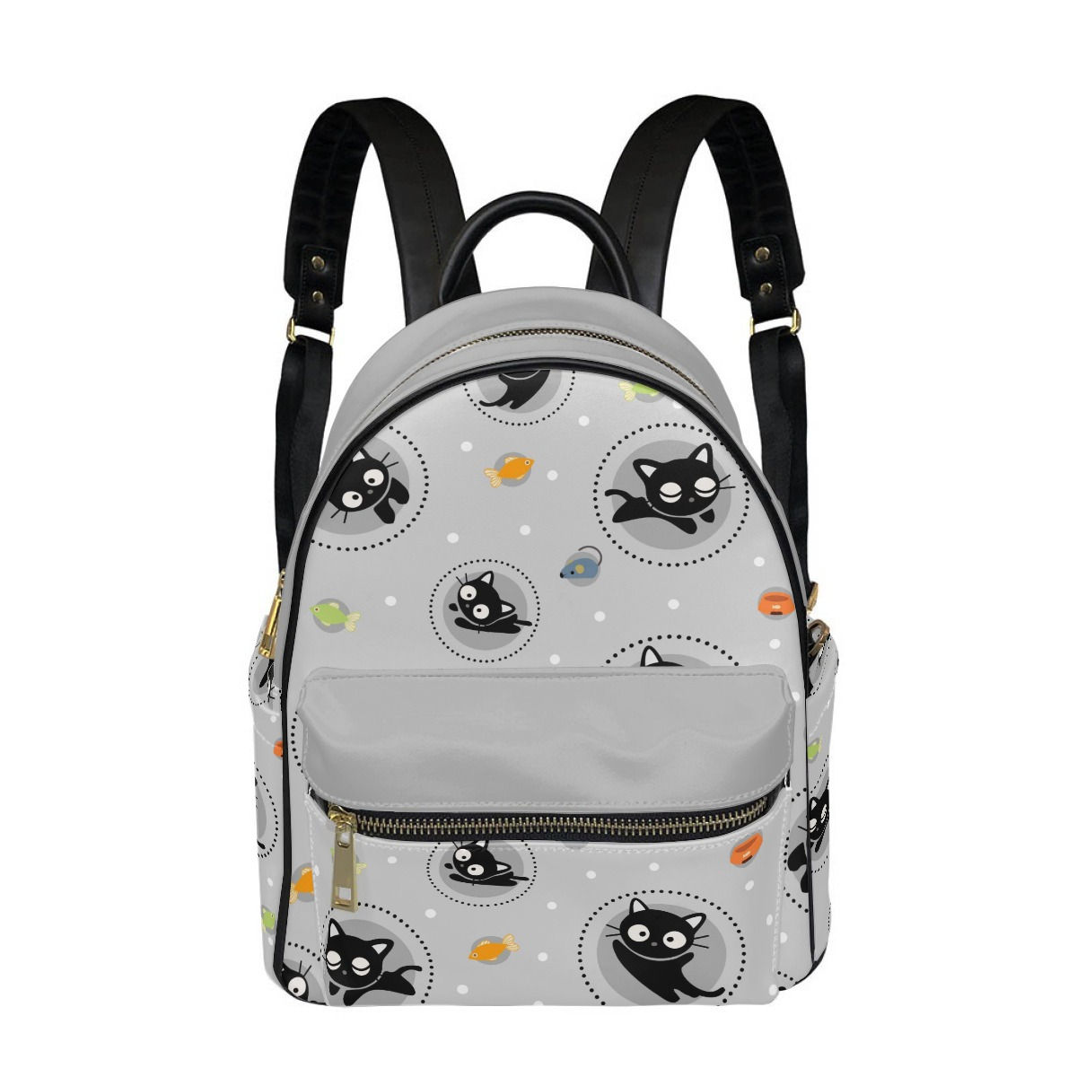 Yo! Chlo Chlo Little Black Cat on Gray Backpack Purse Personalized FREE