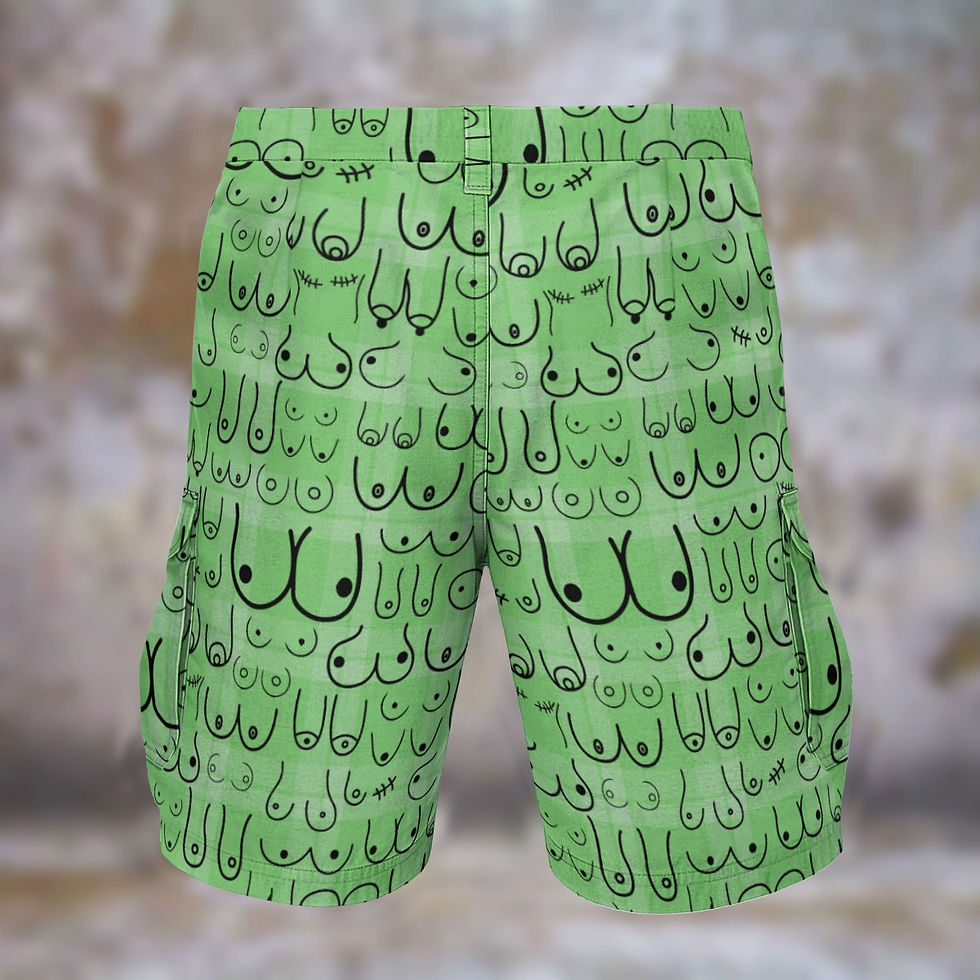 Cargo Shorts | Pale Green All Boobies Matter Men's Durable Classic Cargo Shorts