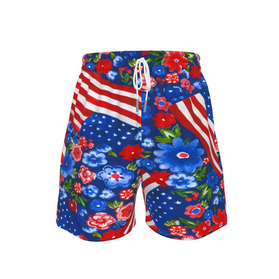 4th of July Floral Swim Trunks for Boys