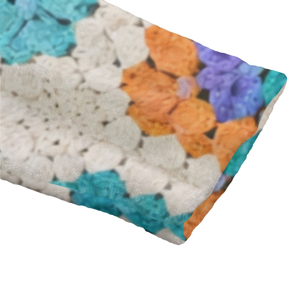 Thumbnail: Granny Square Crochet Print Unisex Flannel Plush and Soft Hooded Bathrobe