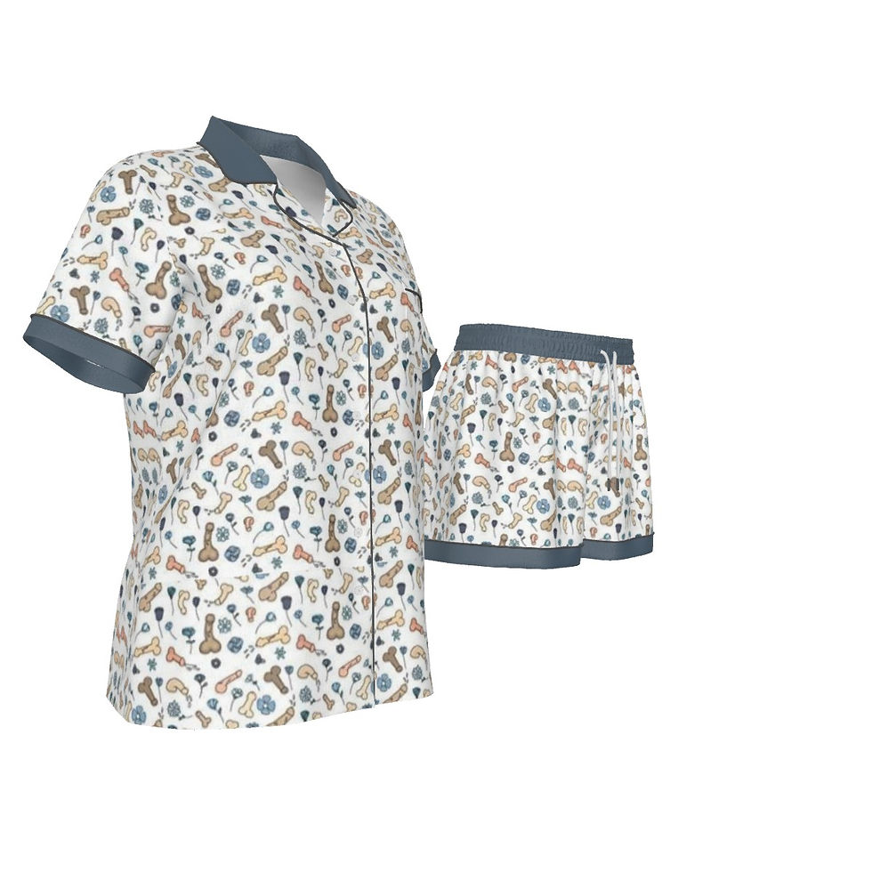 Silky Short Jammies | Throw Me a Bone Naughty Dicks | Sexy PJ's for Wome