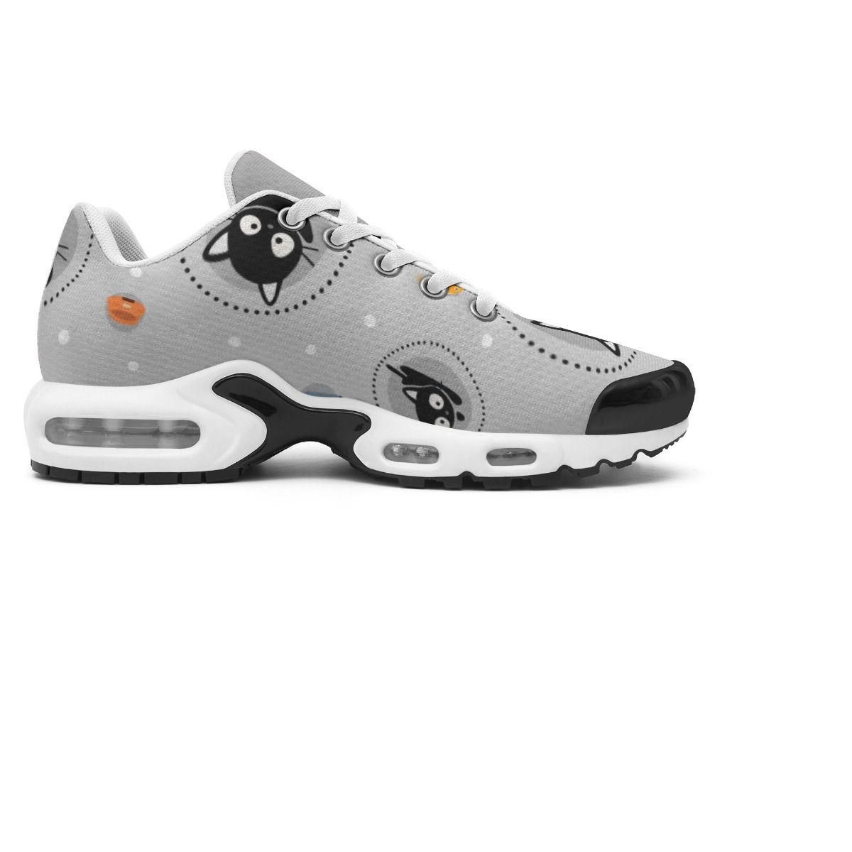 Yo! Chlo Chlo Little Black Cat on Gray Women's Air Cushion Sport Shoes