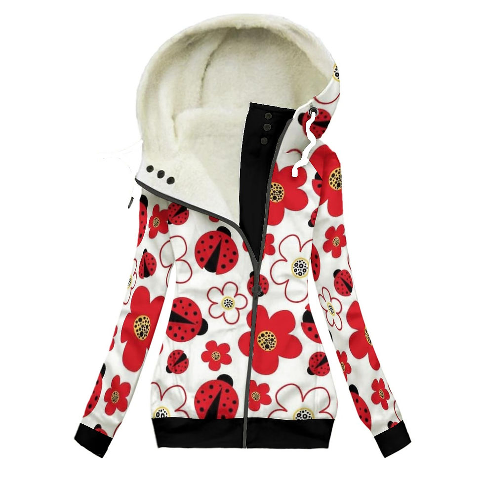 I love Lady Bugs Women's Long Jacket With Fleece Lining