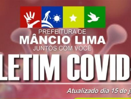 Boletim COVID-19 atualizado, segunda-feira, 15 de junho de 2020