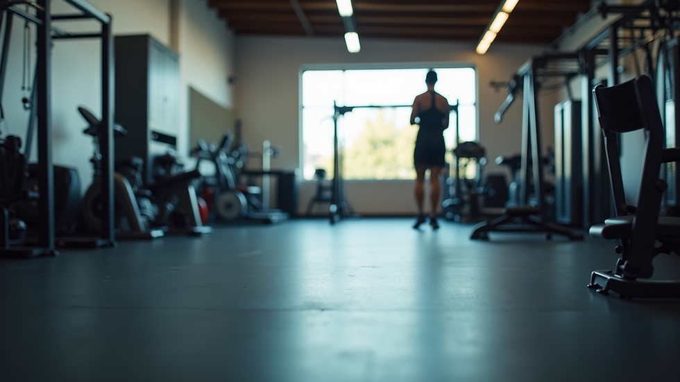 Eye-level view of a training space with fitness equipment