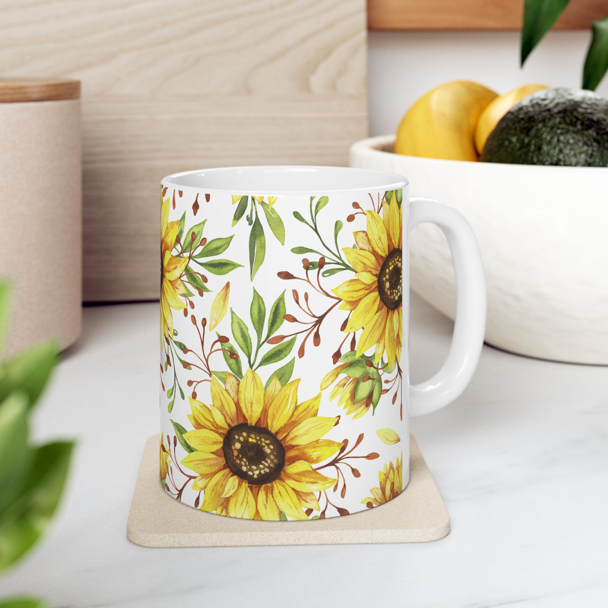Sunflower Ceramic Mug – Bright Floral Coffee Cup (11oz, 15oz)