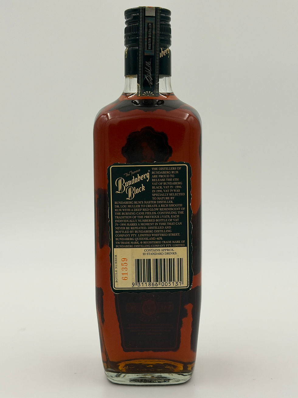 Thumbnail: Bundaberg Black Rum 1990 Vat 79 Limited Release Aged 8 Years Rare 700ml 40%
