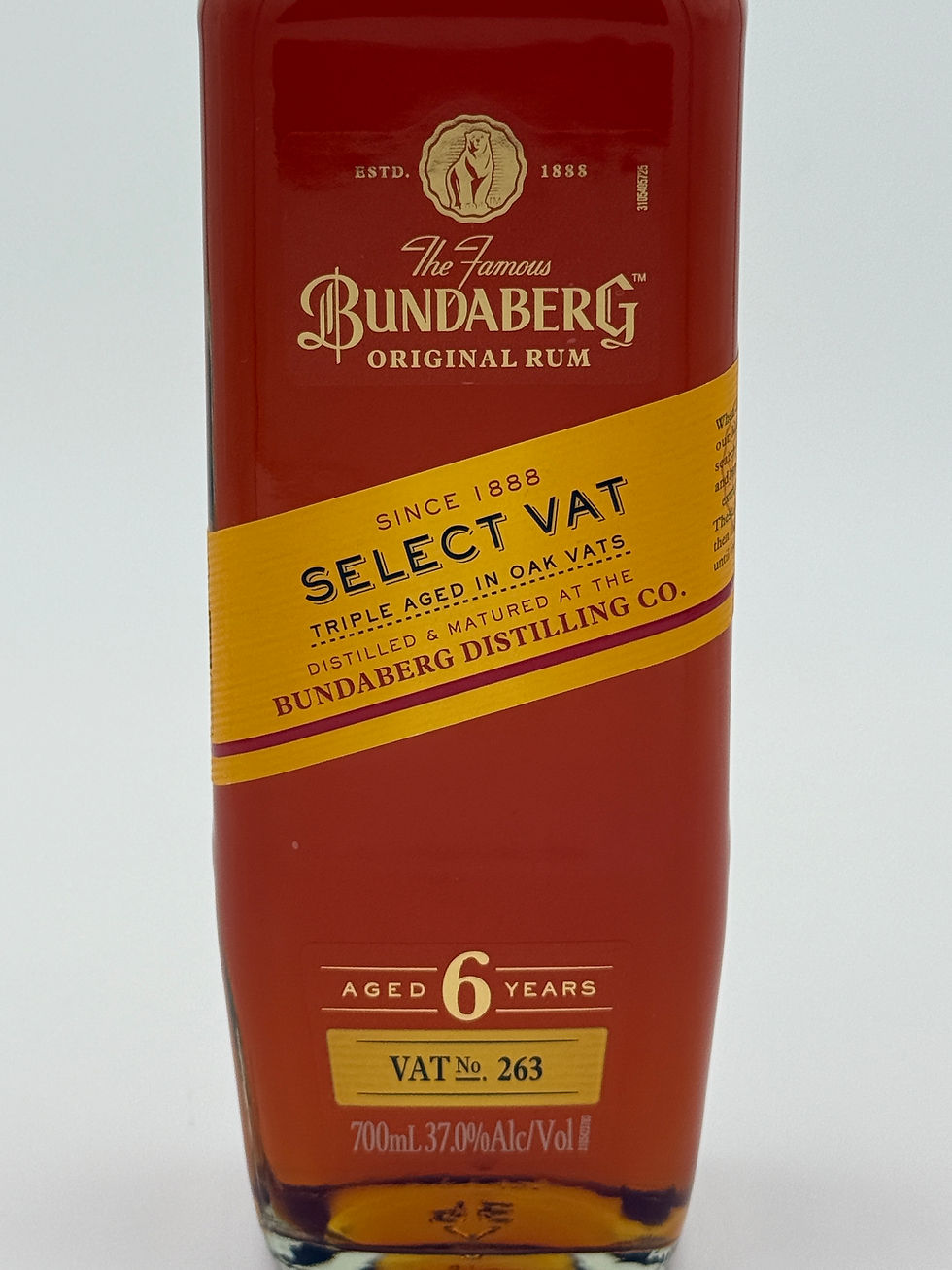 Thumbnail: Bundaberg Rum Select Vat Aged 6 Years Vat No 263 Triple Aged In Oak Vats 700ml 