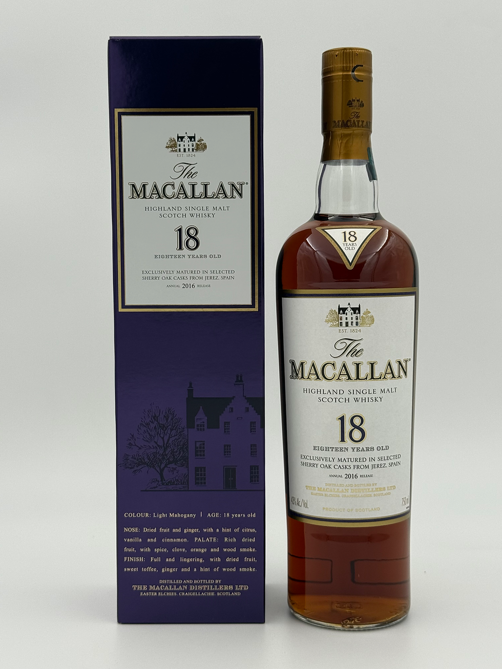 Macallan 18 Year Old Sherry Oak 2016 Release – Jerez, Spain Vintage Discontinued