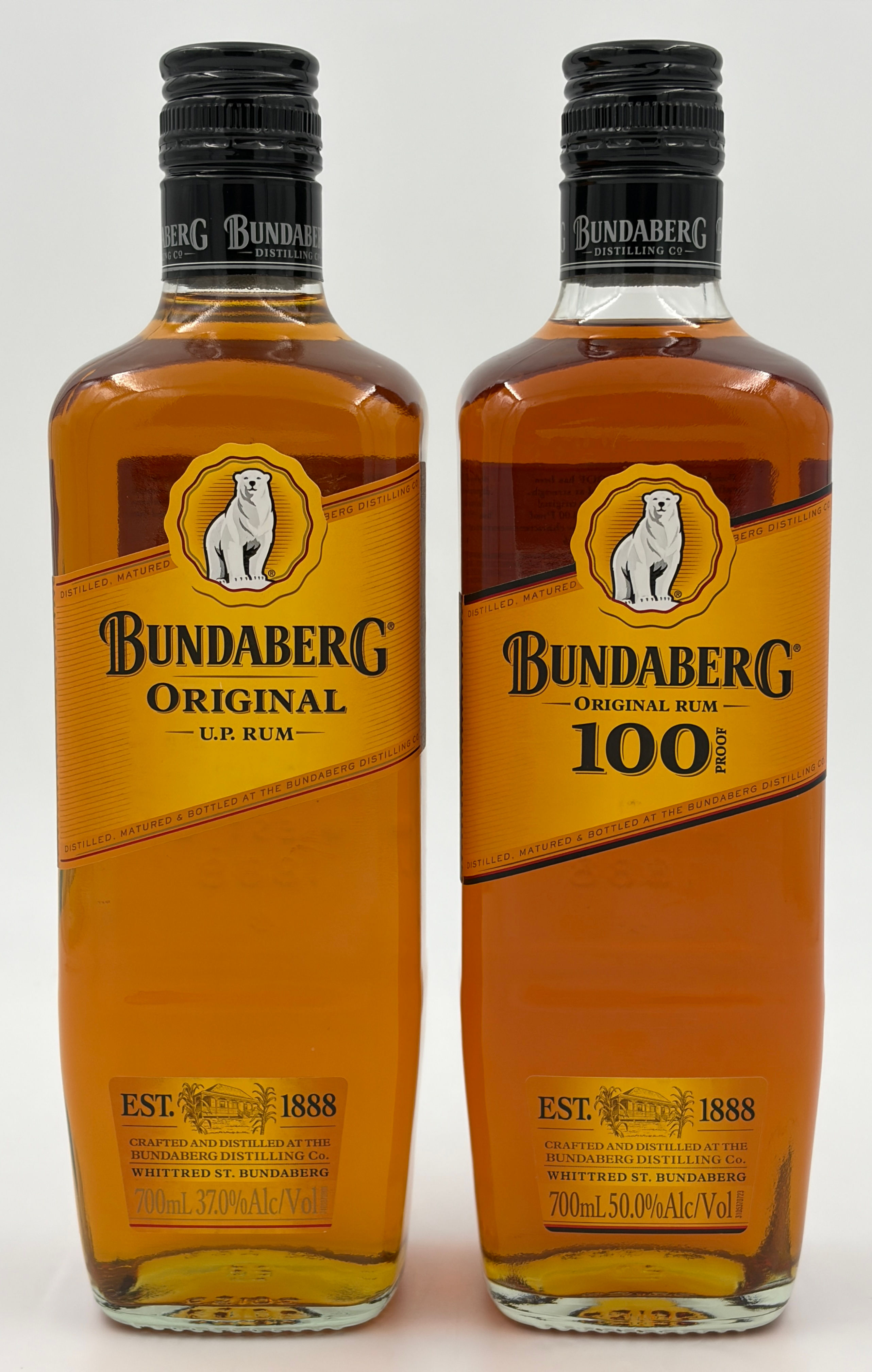Bundaberg Rum 120 Years Anniversary Pair U.P. Original & 100 Proof 700ml Aussie