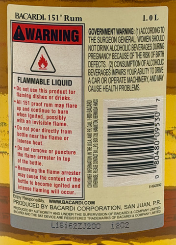 Bacardi 151 Proof Puerto Rican Rum 1L 75.5% Discontinued Rare