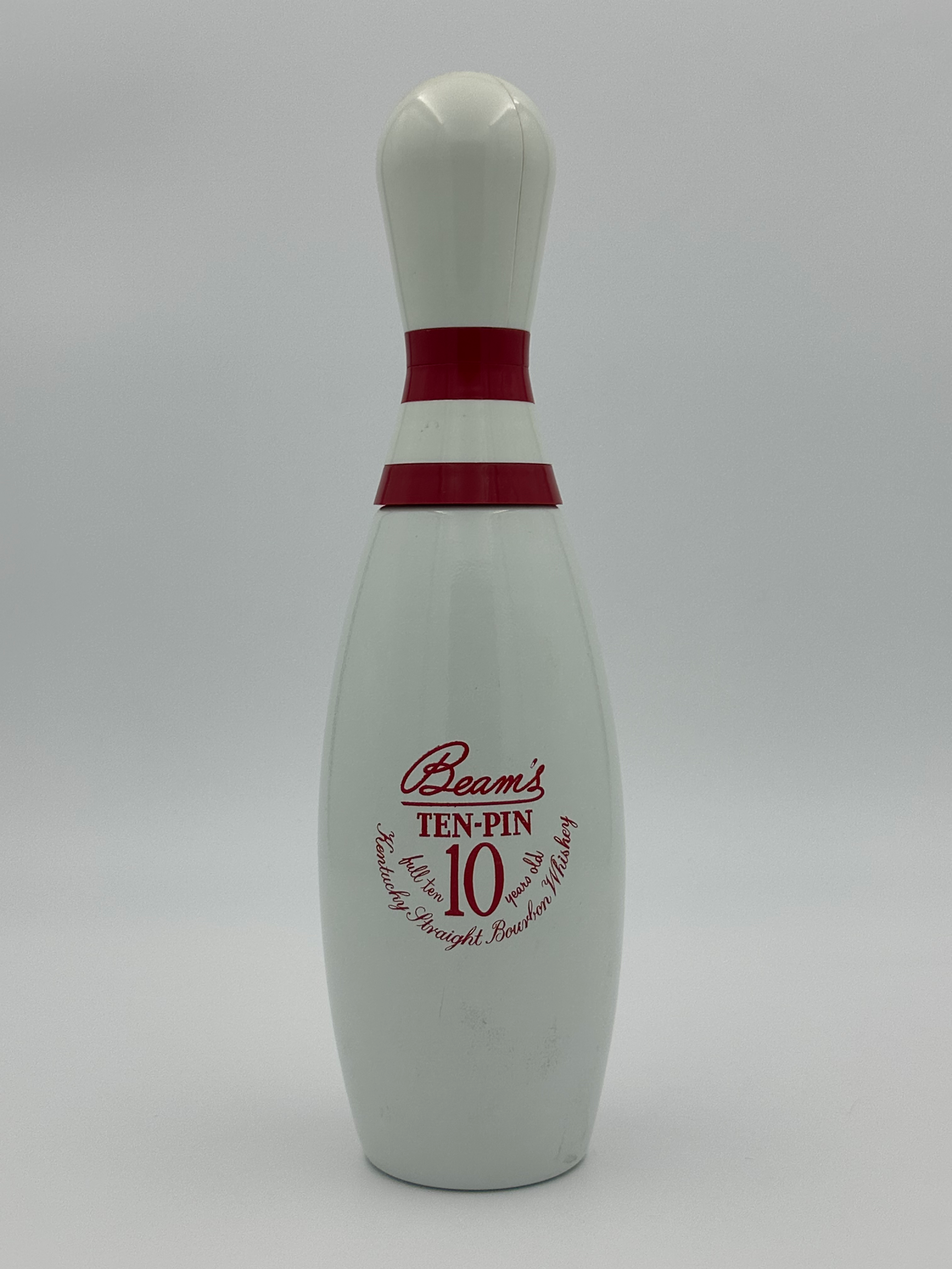 Jim Beam Ten Pin 10 Year Old Bourbon 43.4% Bowling Pin Decanter Mint Tax Strip