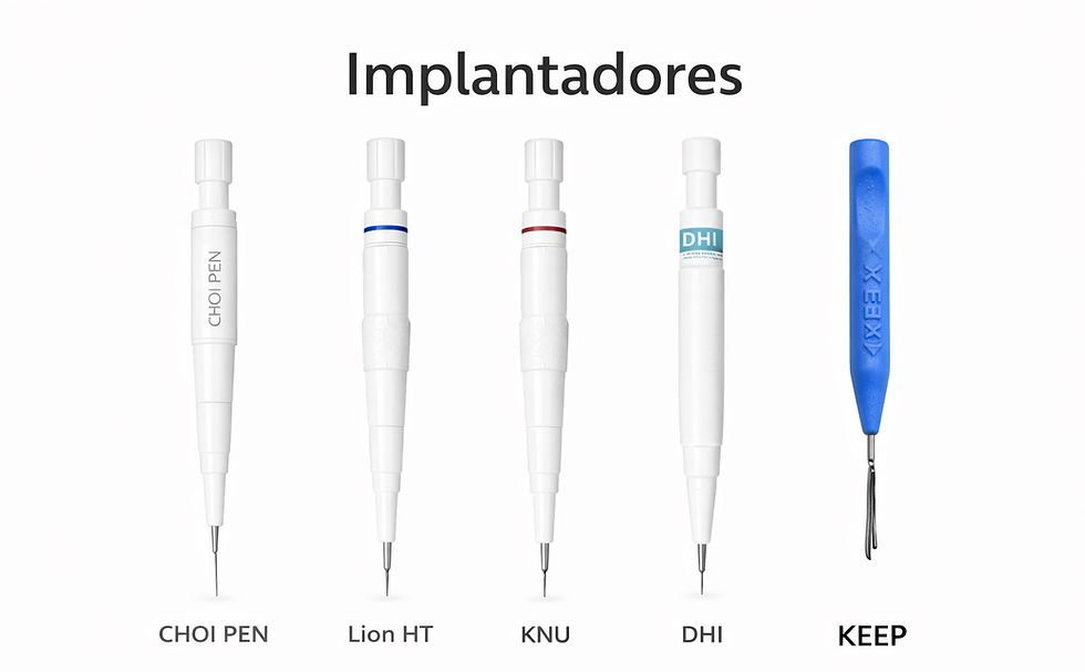 Figura 6.- Diferentes marcas comerciales de implantadores utilizados en técnica directa