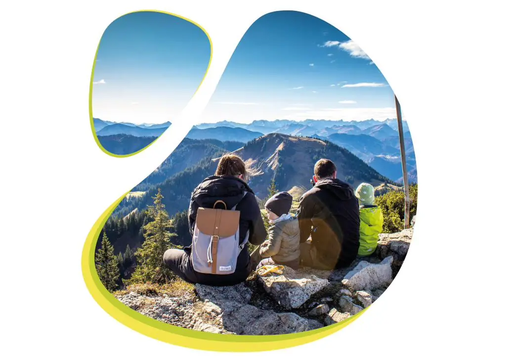 Family looking out over mountains