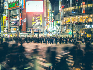 people crossing city
