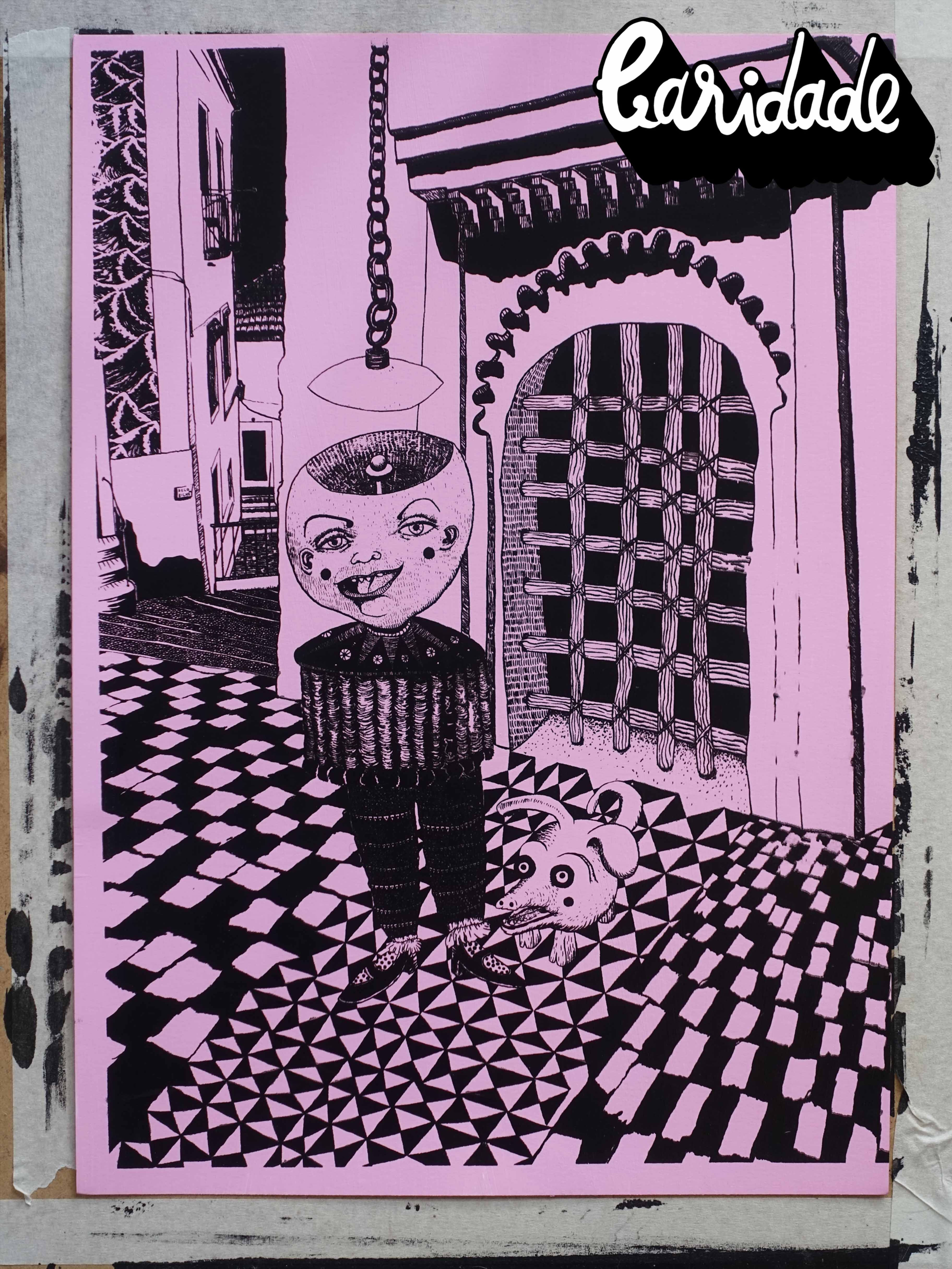 Mind at large - Pink Acrylic Background/Screen-print