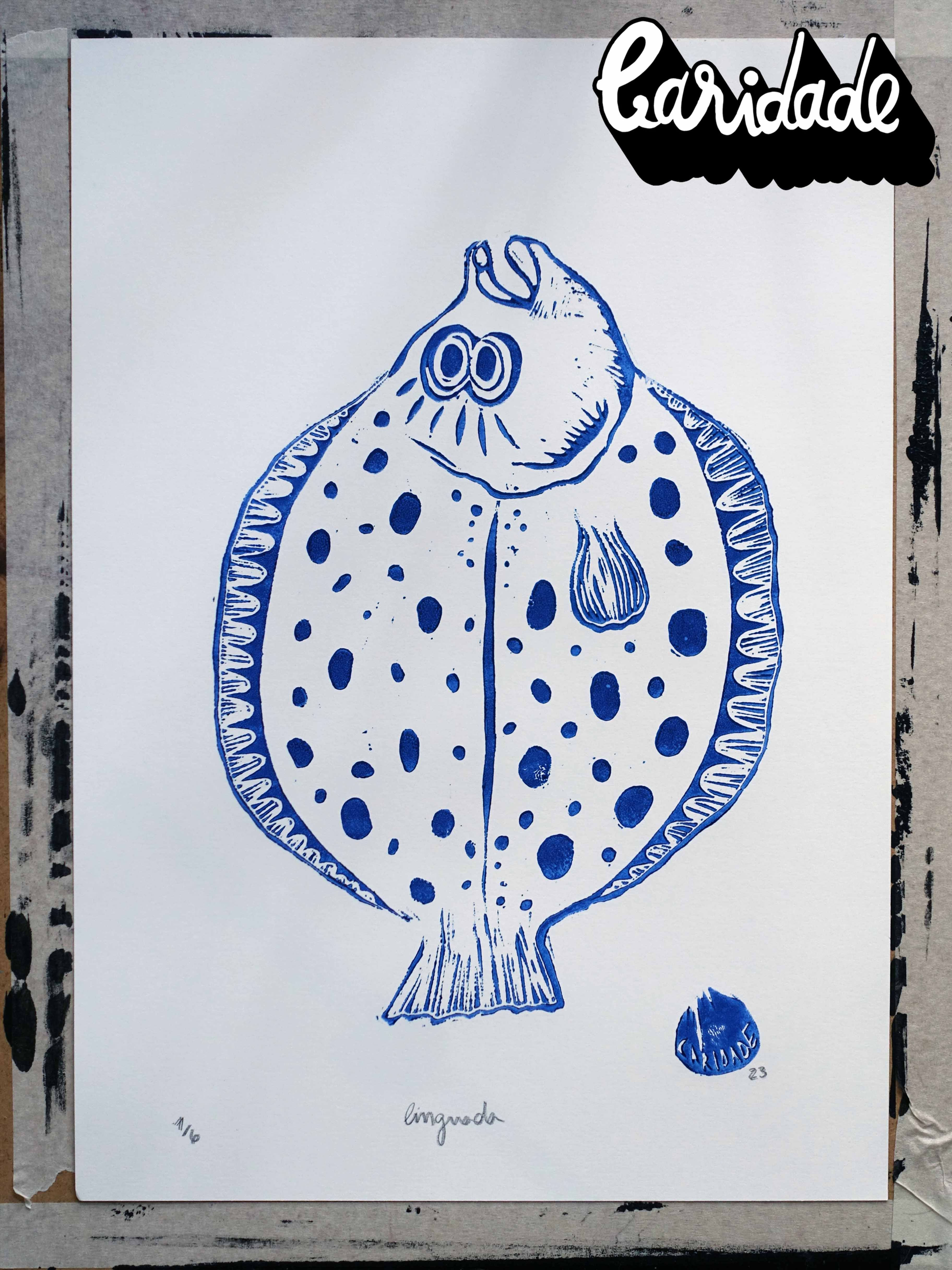 Linguada - 1 colour (Blue) Lino Print