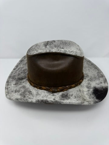 Thumbnail: Cowhide Cowboy Hat - White w/ Black Spot